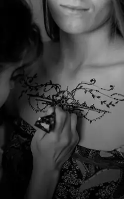 Henna tattoo design with beautiful elements inspired in nature and emotions