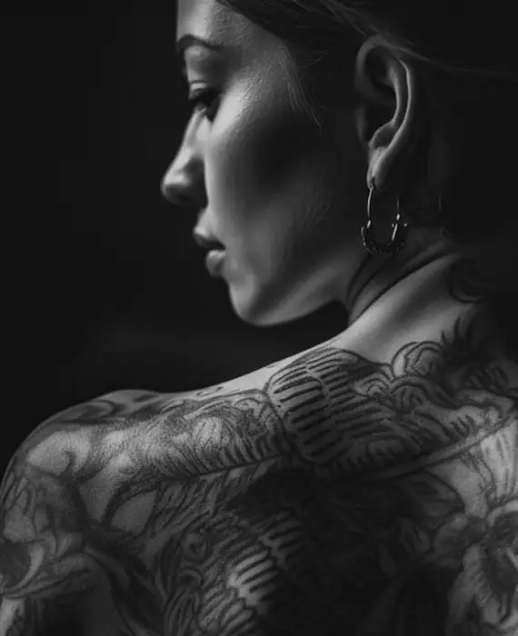 Henna tattoo art applied to a woman's body, showing temporary body decoration