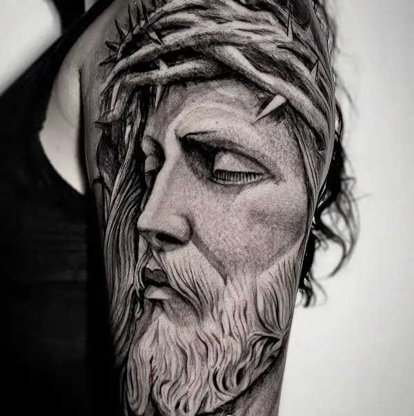 Christ Tattoo, representing religious and spiritual symbolism