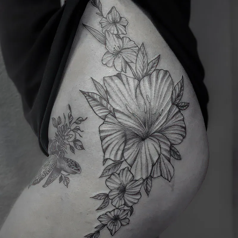 Flowers tattoo design, symbolizing nature and spirituality