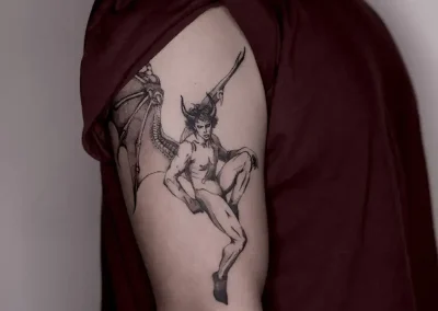 Demon tattoo made in arm