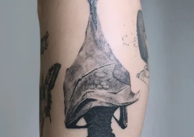 Bat tattoo with black ink