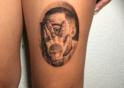 Realistic person tattoo with dots details